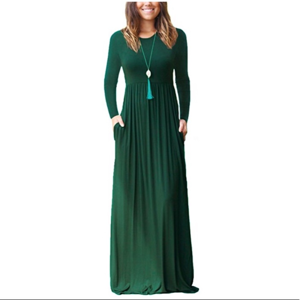 Women’s Long Sleeve Maxi Dress - Dark Green
